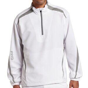 PING Golf Coil Half-Zip Windbreaker Jacket Long Sleeve Mesh-Lined White